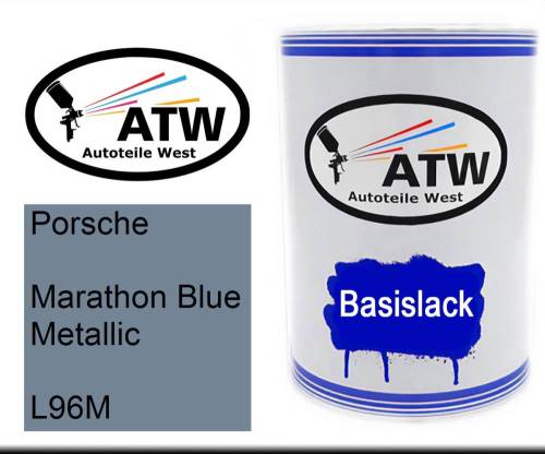 Porsche, Marathon Blue Metallic, L96M: 500ml Lackdose, von ATW Autoteile West.